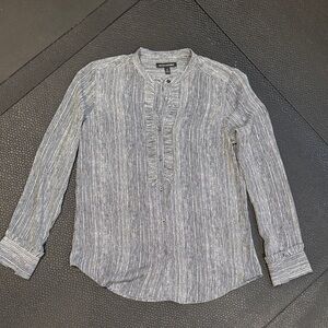 Banana Republic Dark Navy and White Striped Casual Shirt